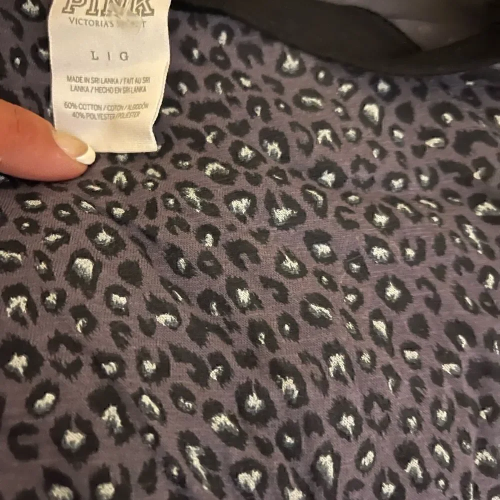 Victoria’s Secret pink size large leopard cheetah animal print grey black top